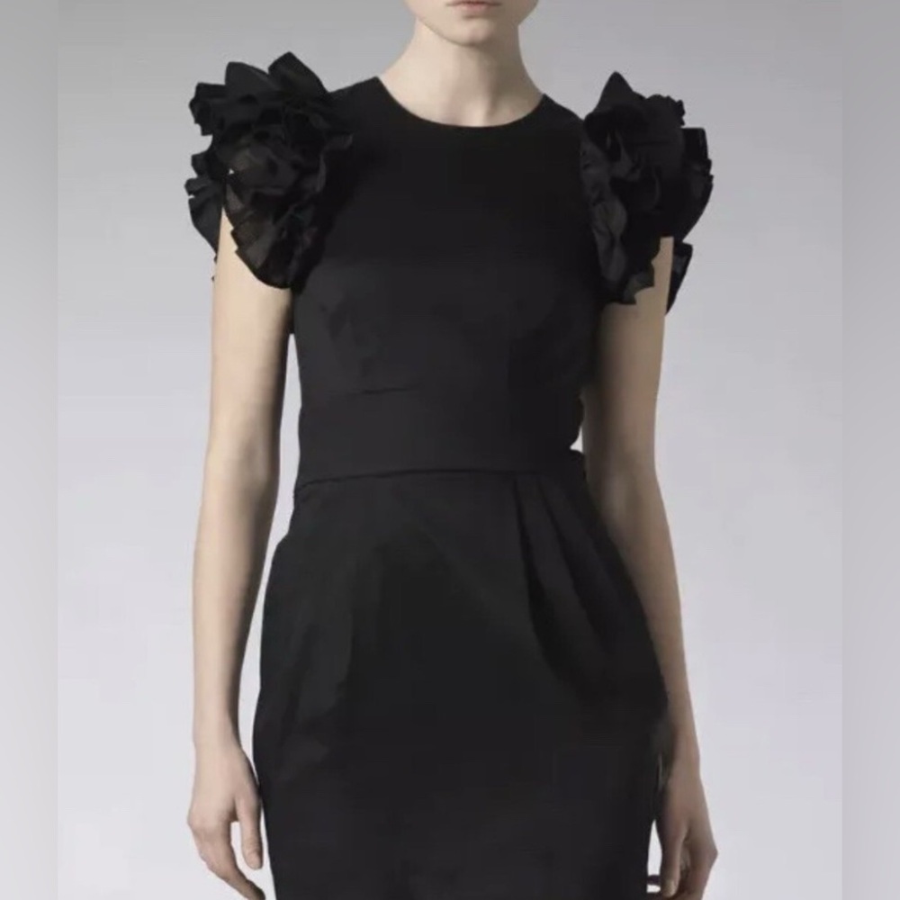 French Connection Black Ruffle Sleeve Mini Dress